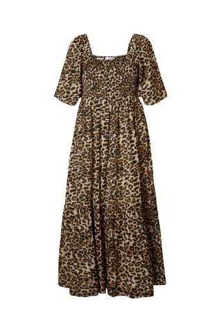Robe longue en coton biologique - Marron - Selected