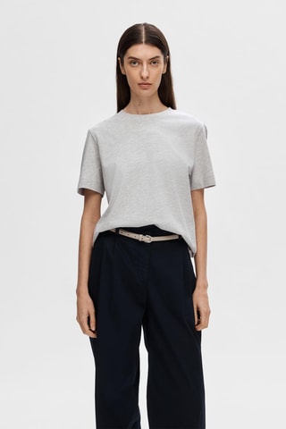 T-shirt en coton biologique - Gris clair - Selected