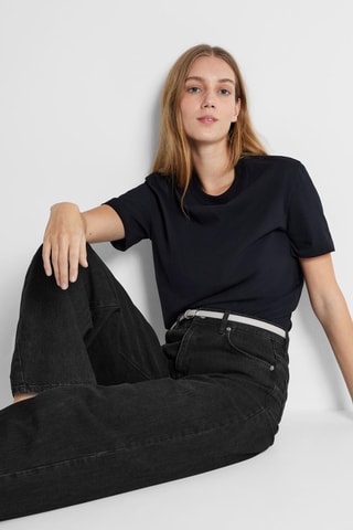 T-shirt en coton biologique - Noir - Selected