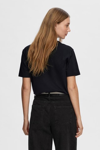 T-shirt en coton biologique - Noir - Selected
