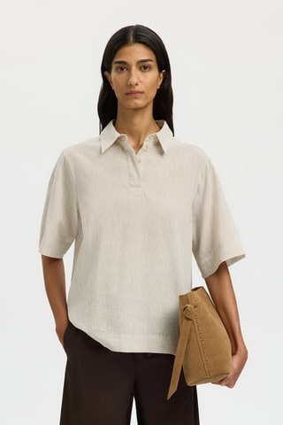 Polo en lin et coton biologique - Beige - Selected