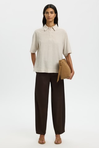 Polo en lin et coton biologique - Beige - Selected