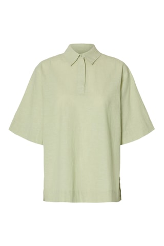 Polo en lin et coton biologique - Vert clair - Selected
