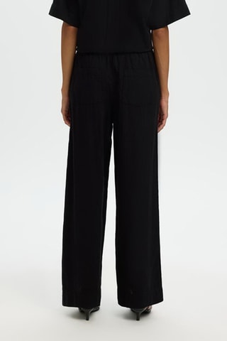 Pantalon en lin et coton biologique - Noir - Selected