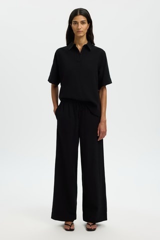 Pantalon en lin et coton biologique - Noir - Selected