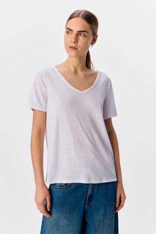T-shirt en lin - Blanc - Selected