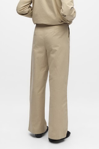 Pantalon wide legs en coton biologique - Beige - Selected