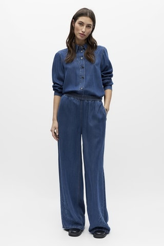 Pantalon wide legs - Bleu - Selected