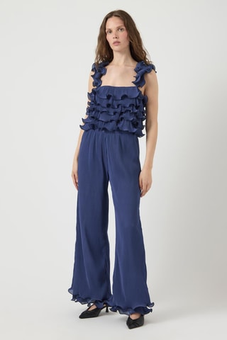 Pantalon palazzo - Bleu - Selected