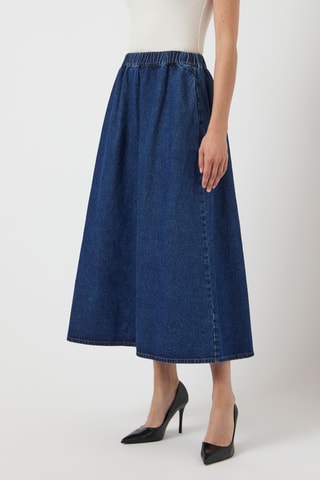 Jupe longue en coton biologique - Bleu - Selected