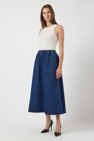 Jupe longue en coton biologique - Bleu - Selected