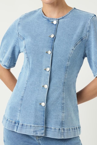 Blouse en coton biologique - Bleu clair - Selected