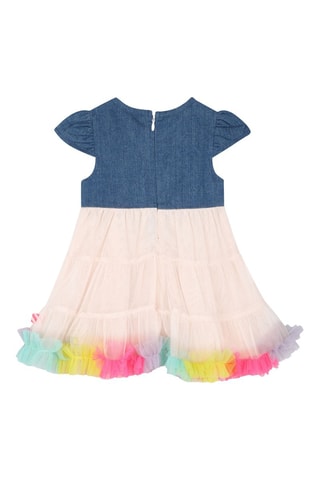 Vestido bimateria - Azul marino y rosa