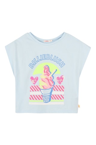 Camiseta cropped - Celeste