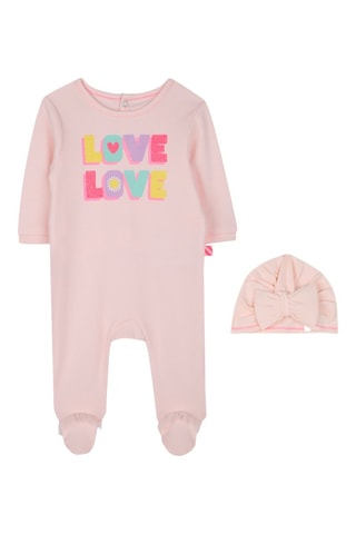 Pelele y gorro de algodón orgánico - Rosa empolvado