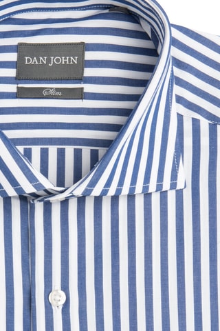 Overhemd Slim Fit - Wit en blauw