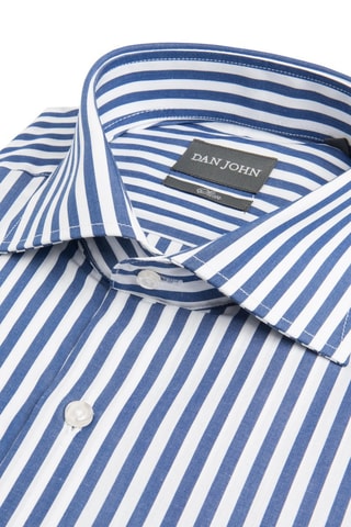 Overhemd Slim Fit - Wit en blauw