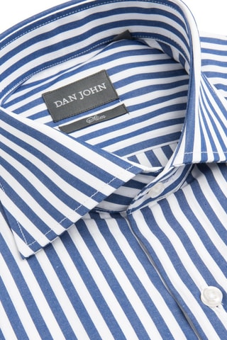 Overhemd Slim Fit - Wit en blauw