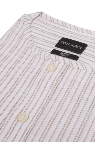 Chemise en lin - Blanc et beige