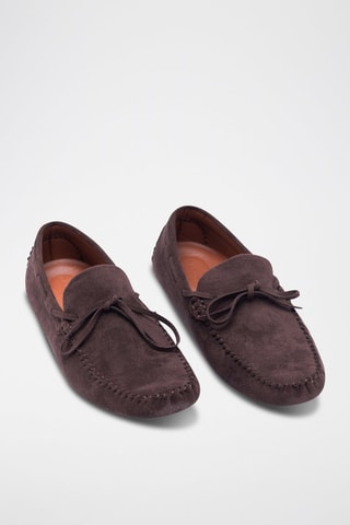 Chaussures bateau en nubuck - Marron