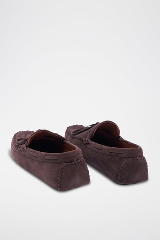 Chaussures bateau en nubuck - Marron