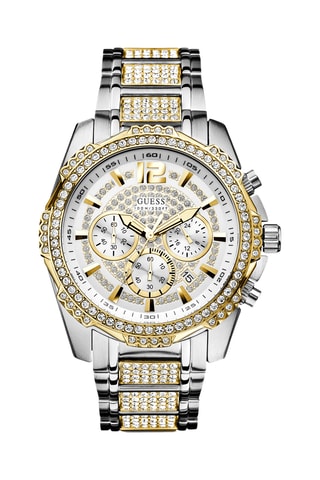 Orologio al quarzo in acciaio riciclato e diamanti - Cronografo - Argentato e dorato