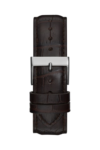 Orologio al quarzo in vera pelle - Cronografo - Marrone e argentato