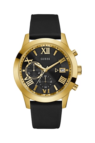 Orologio al quarzo in pelle - Cronografo - Nero e dorato