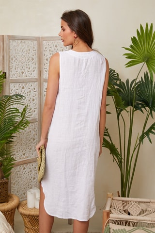 Abito longuette in lino - Bianco