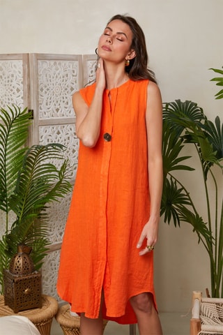 Abito longuette in lino - Arancione