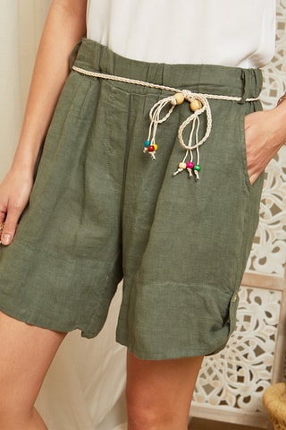 Shorts 100% lino - Kaki