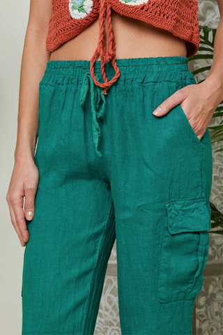 Pantaloni cargo in lino - Verde