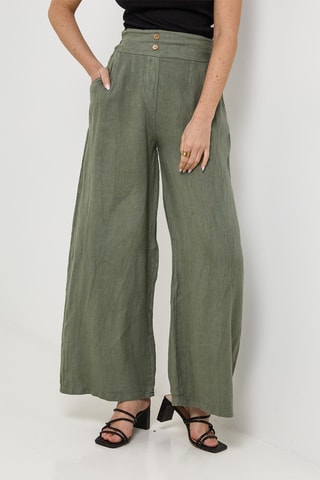 Pantaloni in lino - Kaki