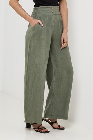 Pantaloni in lino - Kaki