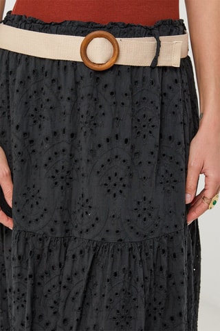 Gonna lunga in lino - Nero