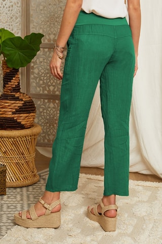 Pantaloni straight in lino - Verde
