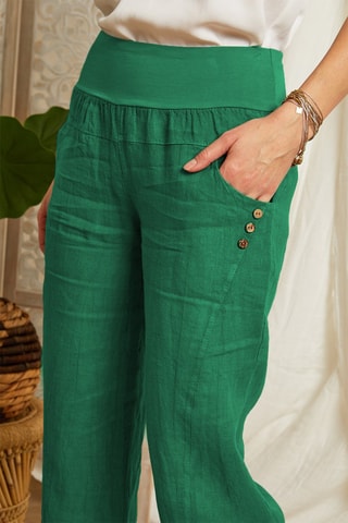 Pantaloni straight in lino - Verde