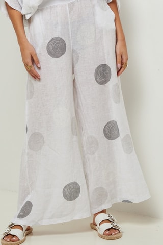 Pantaloni 100% lino - Bianco e grigio