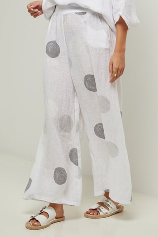 Pantaloni 100% lino - Bianco e grigio