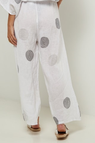 Pantaloni 100% lino - Bianco e grigio