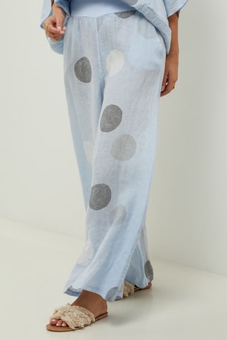Pantaloni 100% lino - Bianco, blu e grigio