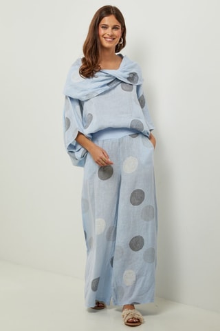 Pantaloni 100% lino - Bianco, blu e grigio
