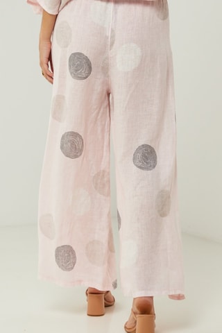 Pantaloni 100% lino - Grigio e rosa