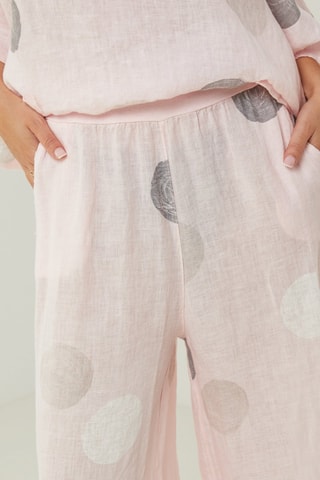 Pantaloni 100% lino - Grigio e rosa