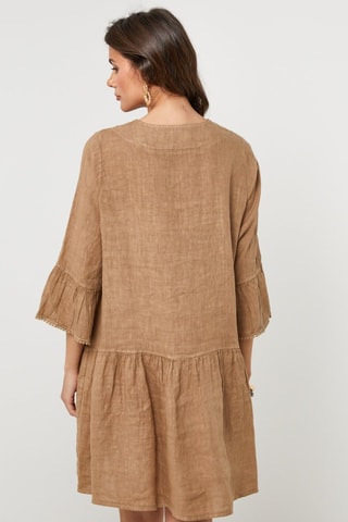 Abito a trapezio in lino - Marrone