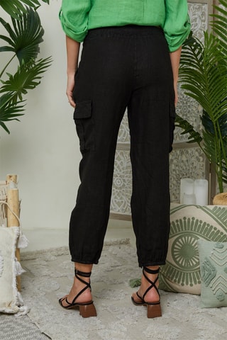 Pantaloni cargo in lino - Nero