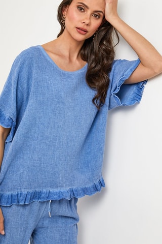 Top in lino - Blu