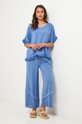 Top in lino - Blu