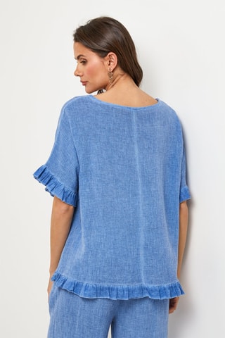 Top in lino - Blu