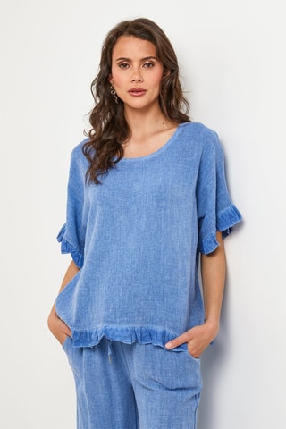 Top in lino - Blu